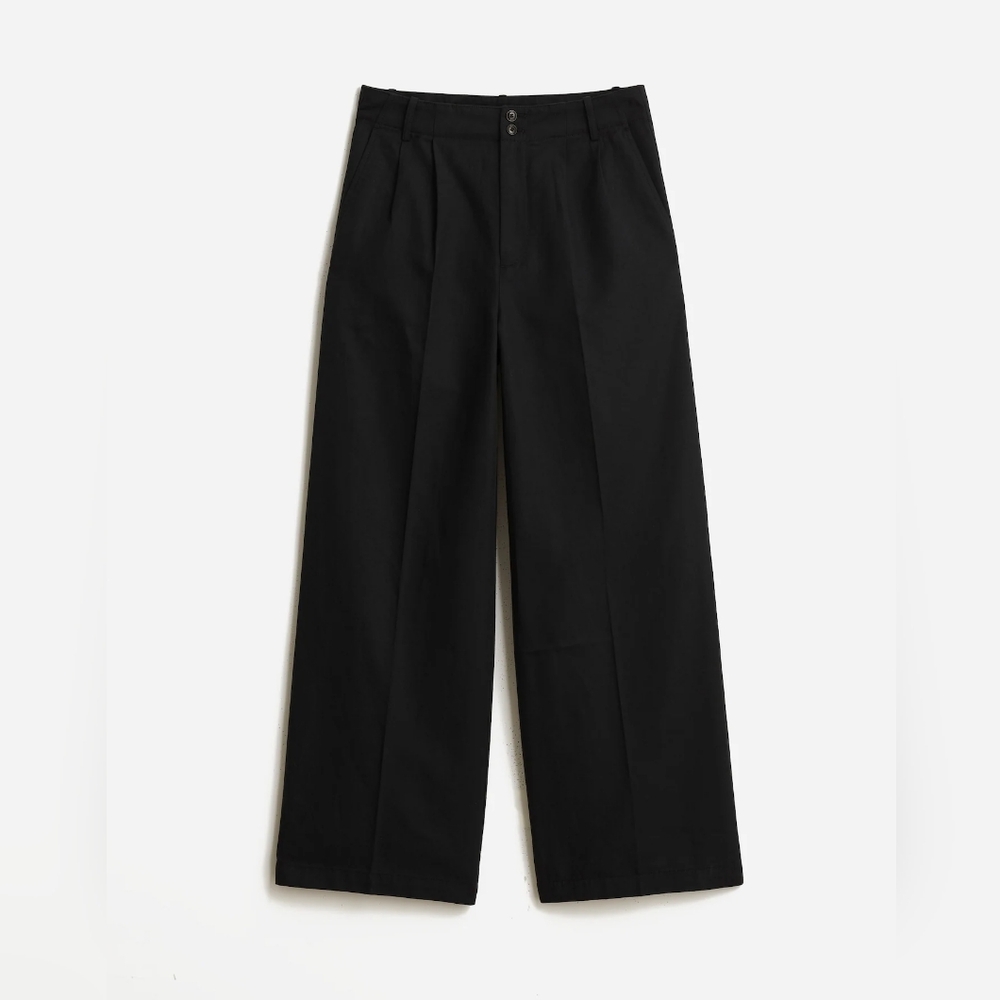 Madewell Petite Harlow Wide-Leg Pant In Drapey Twill Black Size 4P